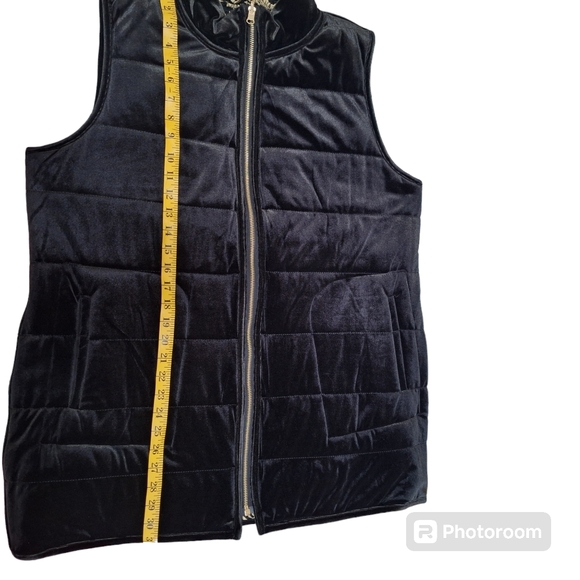 NWT Chico’s Size 2 Black Velvet to Gold Jacquard REVERSIBLE Quilted Vest( LG/12) - Picture 9 of 11